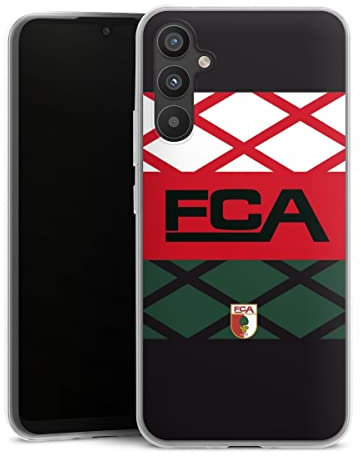 DeinDesign Slim Case extra dünn kompatibel mit Samsung Galaxy A34 5G Silikon Handyhülle transparent Hülle FC Augsburg FCA Logo