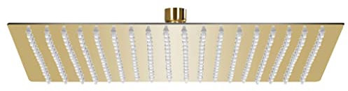 Bussandri Exclusive - Pommeau de douche à effet pluie carré 50x50 cm acier inoxydable doré