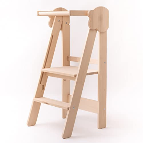 JOWE Lernturm für Kinder | Learning Tower aus Massivholz | klappbar und höhenverstellbar