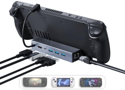 Docking station DroiX per Valve Steam Deck SD1 Dock per Steam Deck Rog Ally Dock Station e Legion Go 4K 60Hz Uscita HDMI 6-in-1 - Gigabit Ethernet e USB-C PD 100W - Dock Steam Deck perfetto e