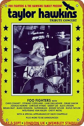 Taylor Hawkins Tribute-Konzert – FOO FIGHTERS 3. September 2022 – London-Poster, Metallschild, Retro-Wanddekoration für Zuhause, Straße, Tor, Bars, Club, Restaurants, Cafés, Pubs, Geschenk, 20,3 x