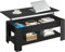 Coffee Table with Storage, Lift Top Coffee Table for Living Room, Wooden Black Coffee Table with 1 Shelf Large Hidden Storage Rectangular Lift-Top Sofa End Tea Tables, 120x60x(49.5-62.5) H cm