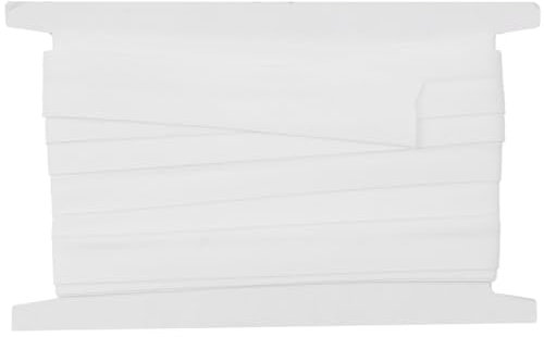 Wolltresse Schrägband aus Baumwolle Factory Gefalzt Baumwollband Webbing mit Fischgrätenstich für Heimwerker Handwerk Nähen Stricken Einfassband Uni gefalzt 5m x 20mm,Einfach zu nähen-Weiß