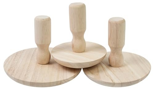 Lampstop Töpfereiformen Tonwerkzeuge aus Holz mit Griff zur Herstellung von Schalen und Tellern (3er-Set)
