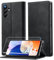 Lanhiem Handyhülle für Samsung Galaxy A14 5G Hülle mit Panzerglas, Premium PU Leder Schutzhülle, RFID Sperrung Flip Wallet Case für Samsung Galaxy A14 4G/5G Klapphülle, Schwarz