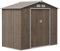 Outsunny 7 x 4ft Metal Garden Shed, Outdoor Storage Tool House with Ventilation Slots, Foundation Kit and Lockable Double Doors, Light Brown