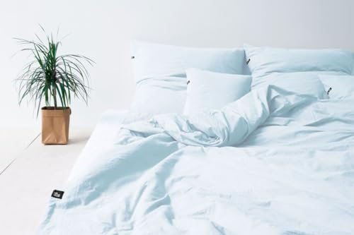 HOP DESIGN Bettwäsche 200x200 Baumwolle Bettwäsche-Sets, Bettbezug 200x200 Pastellblau - Bettbezüge Sommerbettwäsche, Duvet Cover mit 2 Kissen Bezug 100% Baumwolle Ideal für Allergiker