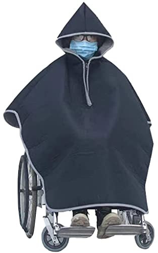 Rollstuhlwärmer-Decke, Rollstuhl-Poncho, Rollstuhl-Regenschutz for Erwachsene, wasserdicht, Regenponcho for Rollstuhl mit Reißverschluss, Rollstuhldecke for Erwachsene, warmer Rollstuhl-Poncho-Überzug