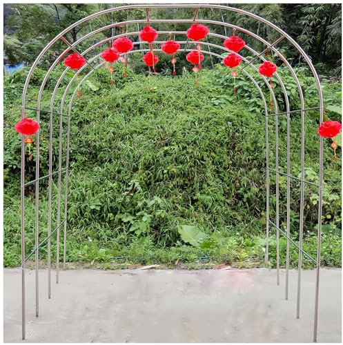 Stainless Steel Garden Arch For Climbing Plants Outdoor Wedding Arches For Ceremony Metal Party Events Archway For Party Decoration 1.5/1.8/2/2.2/2.4/2.6/2.8/3/3.2/3.5/4/4.5/5m Wide X 240cm High(Color