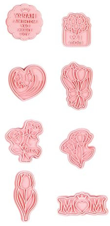 LICHENGTAI 8 Stück Ausstechform zum Muttertag, Happy Mother's Day Plätzchenformen Cupcake Keksausstecher I Love Mum Herz Zuckerguss Fondant Ausstecher DIY Kuchen Backen Werkzeug