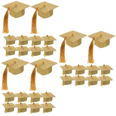 Abaodam 30pcs Mini Graduation Cap Goblet Covers Fun Doctoral Hat Decorations for Wine Glasses and Parties for Graduation Celebrations and Crafts