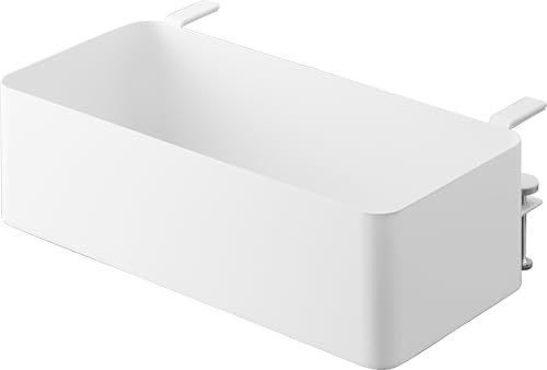 Yamazaki 1572 TOWER Tisch Klemm-Korb, weiß, Stahl, minimalistisch, 30 x 18 x 9.5～11 cm