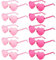 Irikdescia 10 Stück Retro Hippie Brille, Rosa Herz-Partybrille, lustig Und Modisch Randlos Candy Transparent Sonnenbrille Für Kleidungskombinationen, Festivals