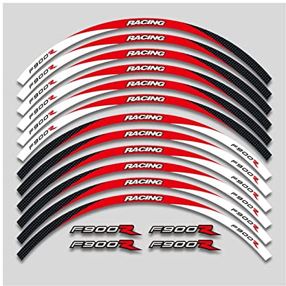 HRQCTIM 12 Stück Motorrad-Räder Aufkleber Streifen Reflektierender Dekorativer Schutz Felgen-Reifen-Aufkleber Aufkleber Für B&MW F900R F900 R Motorrad Felgenaufkleber(Red White)
