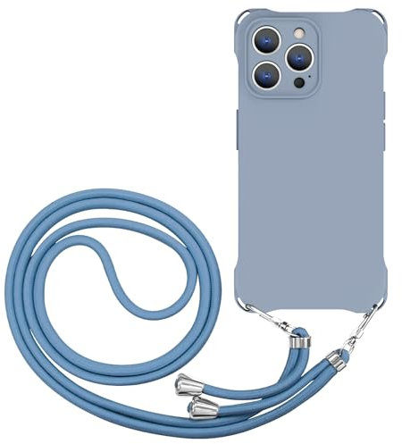 CAROKI Crossbody iPhone 15 Pro Max Case, Lanyard Protective Liquid Silicone Case with Adjustable Length Detachable Lanyard Rope Shockproof Hands-Free Phone Cover for iPhone 15 Pro Max 6.7-Dark Blue