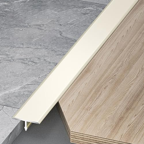 Raouoae Übergangsprofil T-Profil Ausgleichsprofil Aluminium Eloxiert Übergangsschiene 3 Stück 100cm Flach Ausgleichsprofil Abschlussleiste Für Fliesen Laminat/Parkett(Warmweiß,Breite: 20 mm)