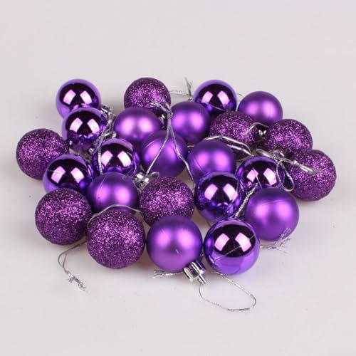 24 palline di Natale da appendere, infrangibili per albero di Natale, palline da appendere per feste, matrimoni, feste, 3 cm (viola)