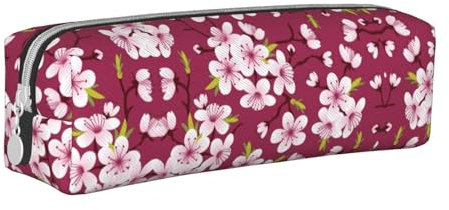 SpaRcz Trousse à Crayons en Cuir à Motif de Fleurs de Cerisier Rose, Sac à Crayons à Fermeture éclair Simple, Couleur 7, 21x5x5.5cm