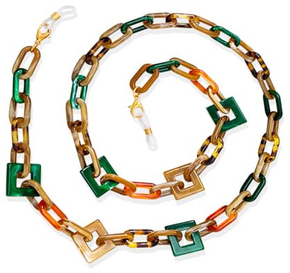 DIYBravo Cordino per Occhiali in Acrilico - Elegante Catenella Donna, Regolabile, Antiscivolo per Mascherina - Colorato