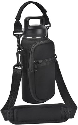 RUCHBA Water Bottle Holder with Strap Phone Pocket, Crossbody Carrier Sling Bag for YETI 18 24 26 32 36 40oz Cup Gym Hiking Travelling