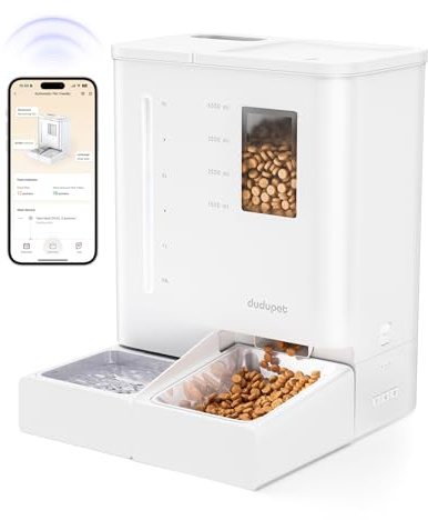 DUDUPET Distributeur Croquettes Chat Automatique et Eau 2 en 1, 9L, 5G WiFi