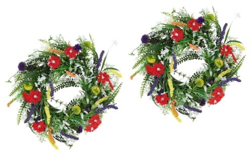 IMIKEYA 2 Stück Frühlingsveranda Dekorationen Frühling Türkränze Ästhetisch Vasen Gefälschter Blumenkranz Wildblume Korb Jahreszeit Einstellbar Sturz Depot Rose Kumquat Braut- Colorful Abs