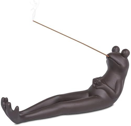 ZONSUSE Brûleur D'encens Grenouille,Porte-encens en Forme de Frog,Support à Encens Grenouille Drôle, pour Sauge Blanche Sang de Dragon Lavande Santal Bois D'agar Fait de Bâtons D'encens (Frog)