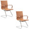 chairus Freischwinger Stühle 2er Set, PU-Leder Besucherstuhl Konferenzstuhl Ergonomisch mit Armlehnen, Bürostühle Konferenz-Raum/Wartezimmer/Büro,Braun