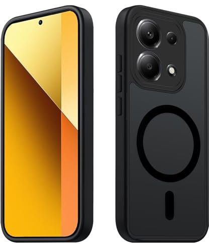 Tawarror Magnetische für Xiaomi Redmi Note 13 5G(Nicht für Note 13 4G) Hülle, Matt Transluzente Handyhülle PC Rückseite Kratzfest Weiche TPU Fallschutz Matte Dünne Schutzhülle, Schwarz