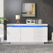 Merax LED HighGloss Sideboard,Modern Side Cabinet with 2 Doors & 3 Drawers, Push-to-Open Mechanism, 16-Colour Lights,USB Powered, for Living Room & Dining Room, White