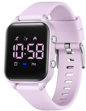Timever orologio digitale bambina bambini con contapassi,sveglia,cronometro,luce,data-orologio per ragazzi e ragazze senza app e telefono con cinturino in silicone