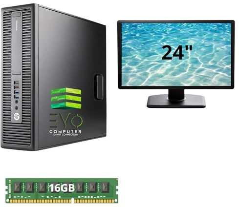 HP – 800 G2 Sobremesa | 16 GB RAM | 480 GB SSD | Monitor Incluido | Intel Core i5 6ª Gen | Equipo Potente para Oficina y Trabajo Diario | Windows 11 Pro | Reacondicionado (24 Pulgadas)