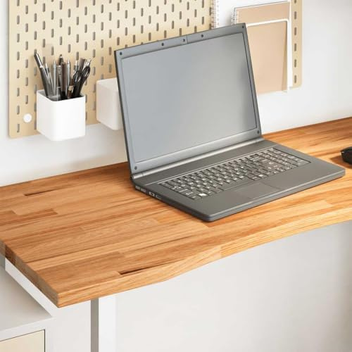 HETFTJN Tischplatte Massivholz 120x50x2,5 cm Hellbraun Massive Eiche fein geschliffen Modernes Design Robust und Langlebig für Wohnzimmer Büro Küche Essplatz