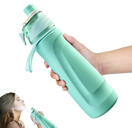 magcheer 710ml Gourde Brumisateur Isotherme Gourde Inox Spray Bouteille Sport avec Brumisateur Intégré pour le Vélo, la Randonnée, le Sport, l'Hydratation et le Refroidissemen(Vert menthe)