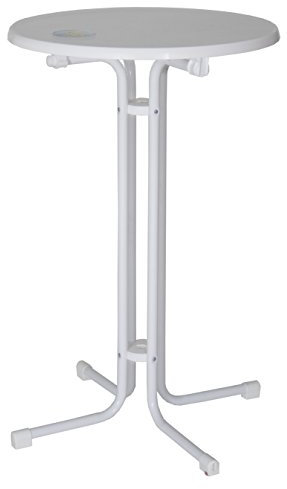 Best Stehtisch klappbar Multiflex Ø 80cm, Weiß I Runder Bistrotisch I 110cm Tischhöhe I Wetterfest & UV-beständig I Stabiles Stahlrohrgestell