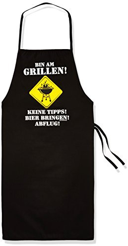 Rahmenlos Lustige Grillschürze Kochschürze Schürze schwarz Bin am Grillen