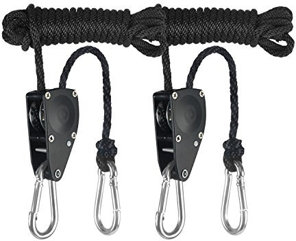 iPower 2-Stück Seil Ratsche mit Haken Fuß Langer Einstellbarer Hochleistungs Seilclip Aufhänger, 136KG Gewichtskapazität, 2.4m