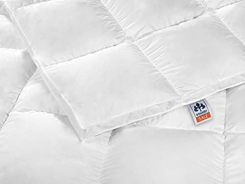 Irisette Daunendecke Nora extra warme Winterdecke, aus 100% Baumwolle 100% Daune mit Aufbewahrungstasche, 200 x 200 cm, weiß, Öko-Tex Zertifiziert, produziert nach deutschem Qualitätsstandard