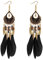 YAZILIND gypsy boho design ohrringe Gold Tone Tribal lange Feder Quaste Legierung Schmuck für Frauen Mädchen (schwarz)