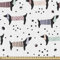 ABAKUHAUS Hundeliebhaber Gewebe als Meterware, Dackel Welpen, Schön Gewebten Stoff für Polster und Wohnaccessoires, 1M (148x100cm), Kokosnuss Schwarz