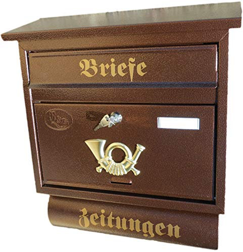 R&D Großer Briefkasten/Postkasten XXL Kupfer mit Abnehmbarer Zeitungsrolle Flachdach Katalogeinwurf Zeitungsfach (Kupfer)