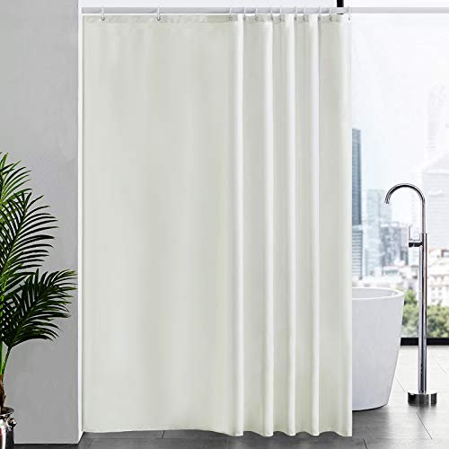Furlinic - Cortina de ducha impermeable, extralarga y lavable, con peso en la parte inferior y 12 ganchos de plástico, color beis, para hoteles y familias, 240 x 200 cm