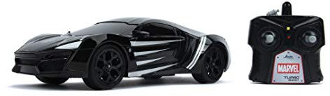 Jada Toys Marvel Black Panther RC Lykan Hypersport, Turbofunktion, RC Auto, Ferngesteuertes Auto mit Fernbedienung, vorwärts-rückwärts, Links-rechts, Maßstab 1:16, USB Ladefunktion, schwarz