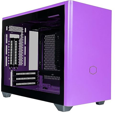 Cooler Master MasterBox NR200P Mini-ITX-PC-Gehäuse – Seitenteil aus gehärtetem Glas, hervorragende Kühloptionen, vertikales GPU-Display, werkzeuglose 360-Grad-Zugänglichkeit – Nightshade Purple