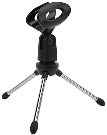 Desk Mic Stand, Adjustable Desktop Microphone Tripod Stand Holder Bracket Tabletop Mic Holder with Mic Clip for Conference Live Broadcast