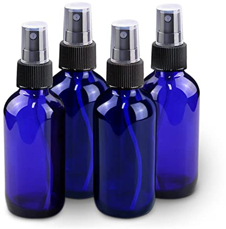 Wedama Mini Spray Bottles 4oz, Amber Glass Spray Bottles, Empty Small Spray Bottles with Funnel Dropper, Fine Mist for Hair, Travel, Plants, Cleaning Solutions and Skin Care(4 Pack)