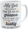 OM3® Als Gott Mich Schuf fing er an zu Grinsen Tasse mit Spruch - Keramik Becher - 11oz 325ml - Beidseitig Bedruckt - Weiss