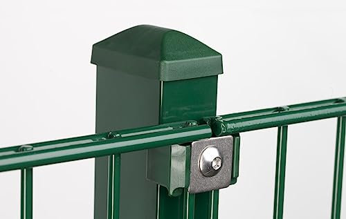 Doppelstabmattenzaun Moosgrün| 656 mit VA Klemmhalter von 10-60 Meter| 0,63m-2,03m Komplett Set | 103 cm-10