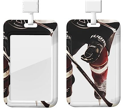 EVANEM Ausweishalter für Büro, Kunststoff, Kartenhülle, Schutz mit transparentem Fenster, Eishockey-Muster, Abzeichenschutz, Hartschalenschutz, für Führerscheine