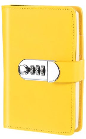PATIKIL A6 Diary with Lock, Journal with Lock Cute Journaling Leather Notebook Journal 128 Pages Diary with Pen Slot Card Slot Waterproof for Women Gifts Men, Yellow